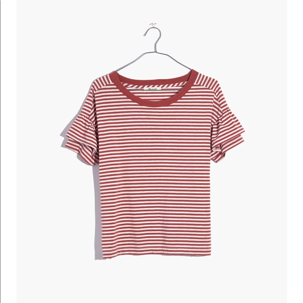 Madewell ruffle sleeve tee in stripe